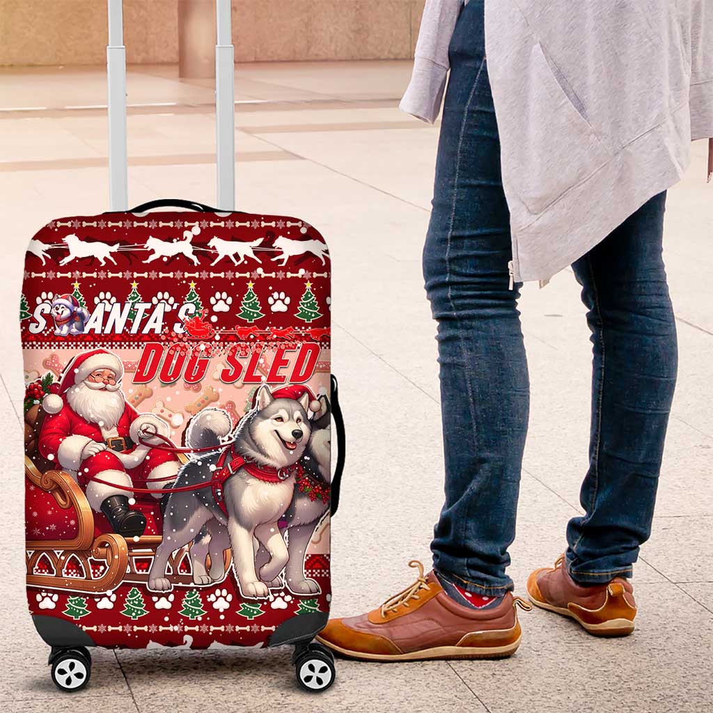 Dog Sled Christmas Luggage Cover Husky Sleigh Ride Design - Polynesian Pride