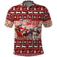 Dog Sled Christmas Polo Shirt Husky Sleigh Ride Design - Polynesian Pride