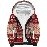Dog Sled Christmas Sherpa Hoodie Husky Sleigh Ride Design - Polynesian Pride