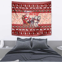 Dog Sled Christmas Tapestry Husky Sleigh Ride Design - Polynesian Pride
