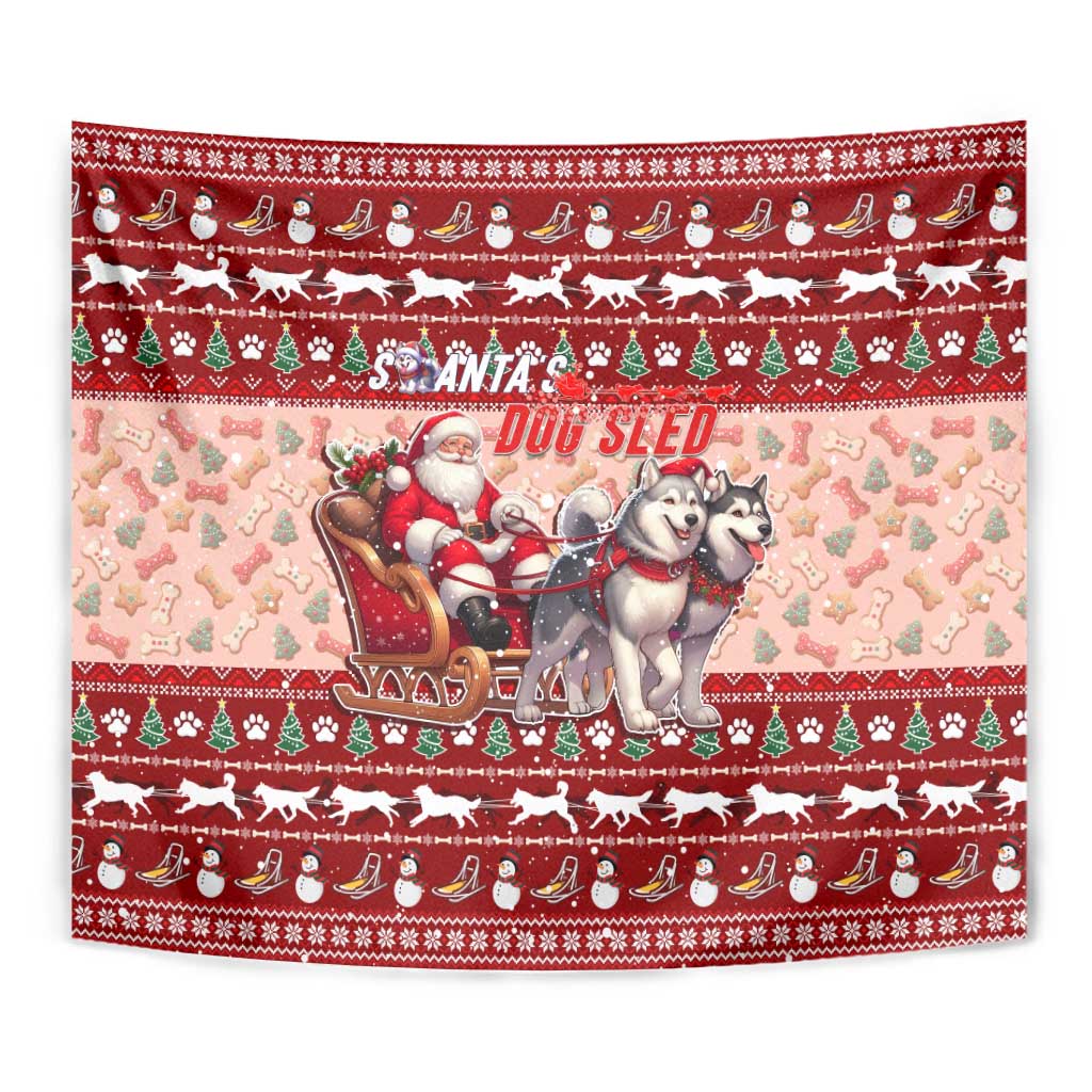 Dog Sled Christmas Tapestry Husky Sleigh Ride Design - Polynesian Pride