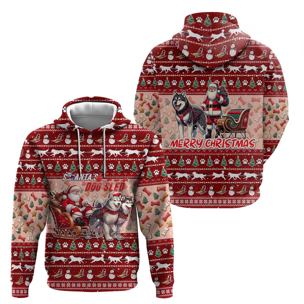 Dog Sled Christmas Zip Hoodie Husky Sleigh Ride Design - Polynesian Pride