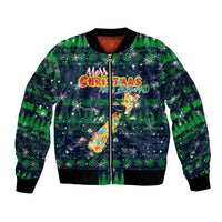 Merry Christmas New Zealand Bomber Jacket Xmas Travel Map - Polynesian Pride