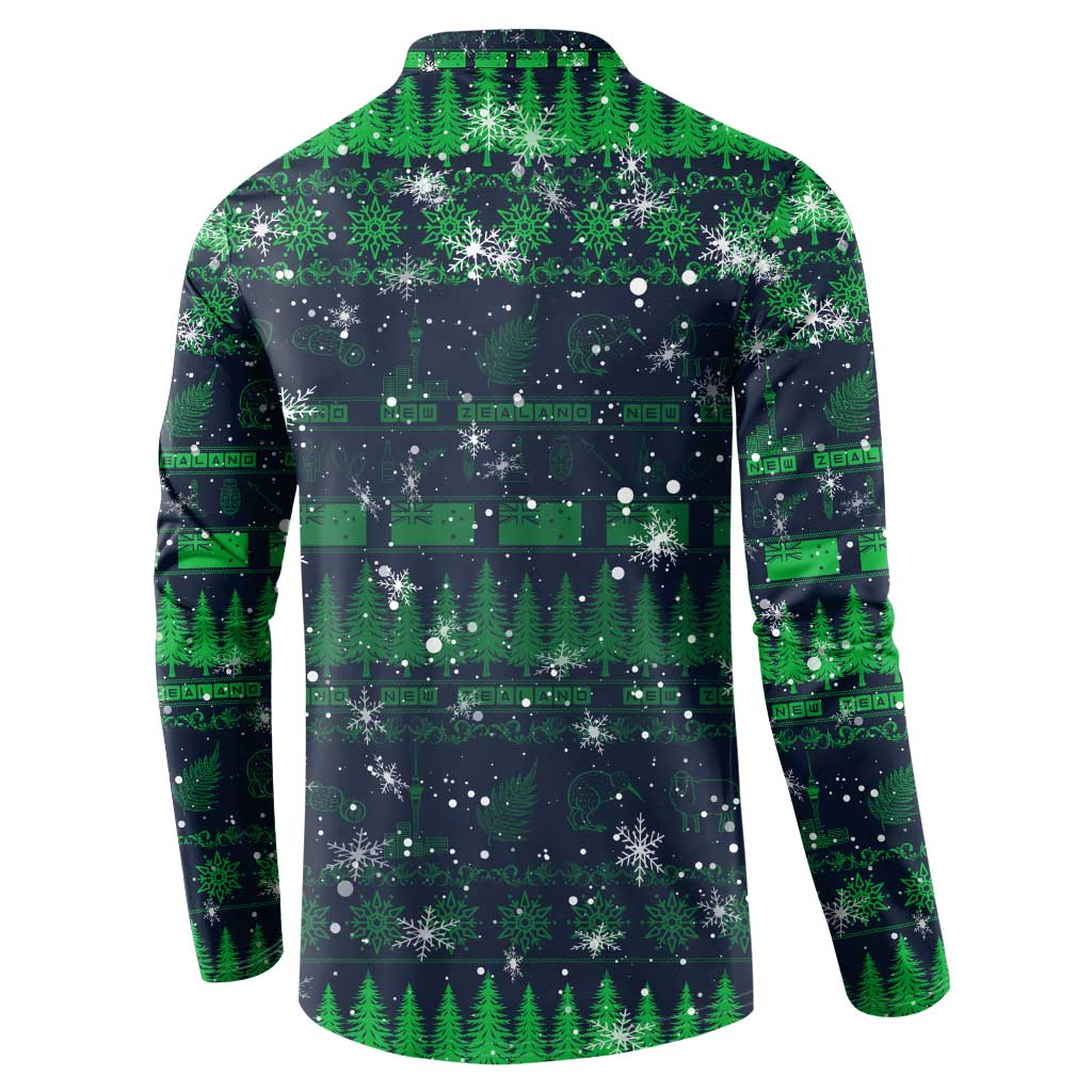 Merry Christmas New Zealand Button Sweatshirt Xmas Travel Map - Polynesian Pride