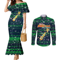 Merry Christmas New Zealand Couples Matching Mermaid Dress and Long Sleeve Button Shirt Xmas Travel Map - Polynesian Pride