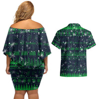 Merry Christmas New Zealand Couples Matching Off Shoulder Short Dress and Hawaiian Shirt Xmas Travel Map DT02 - Polynesian Pride