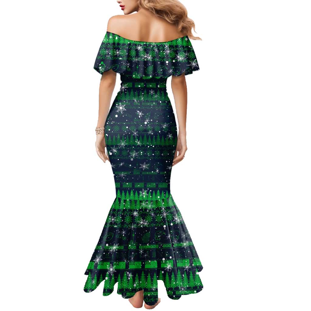 Merry Christmas New Zealand Family Matching Mermaid Dress and Hawaiian Shirt Xmas Travel Map DT02 - Polynesian Pride