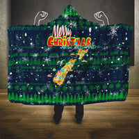 Merry Christmas New Zealand Hooded Blanket Xmas Travel Map - Polynesian Pride