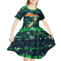 Merry Christmas New Zealand Kid Short Sleeve Dress Xmas Travel Map - Polynesian Pride