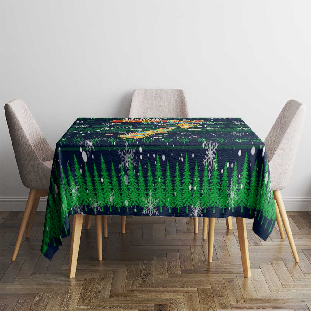 Merry Christmas New Zealand Tablecloth Xmas Travel Map - Polynesian Pride