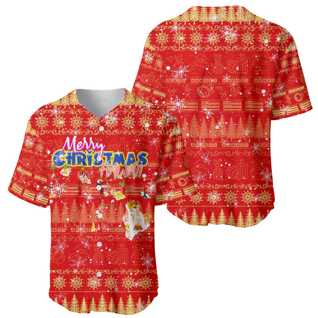 Merry Christmas Hawaii Baseball Jersey Xmas Travel Map - Polynesian Pride
