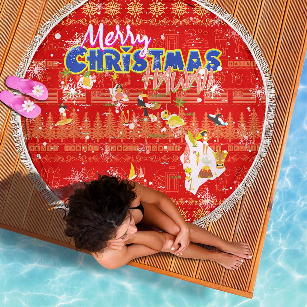 Merry Christmas Hawaii Beach Blanket Xmas Travel Map - Polynesian Pride