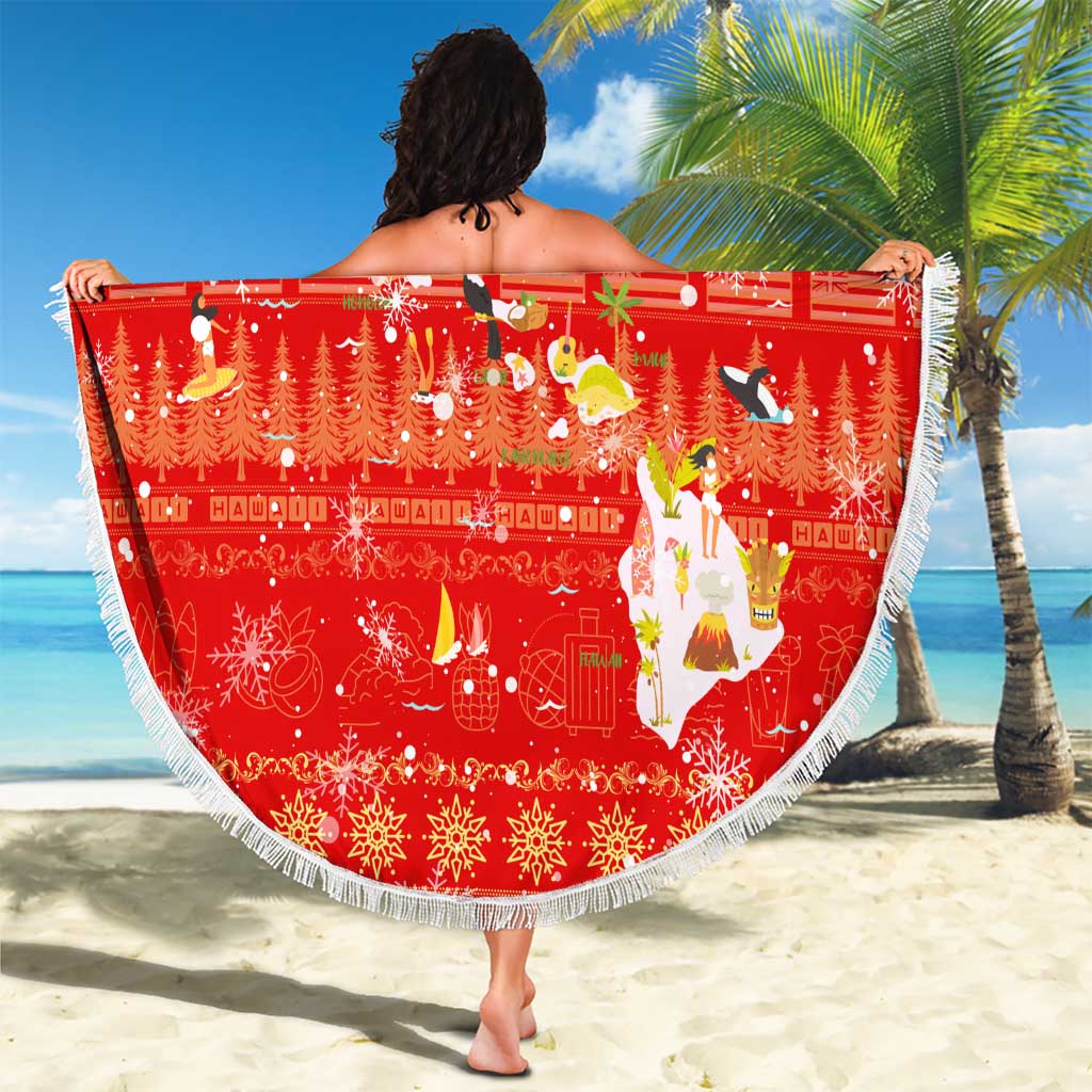 Merry Christmas Hawaii Beach Blanket Xmas Travel Map - Polynesian Pride