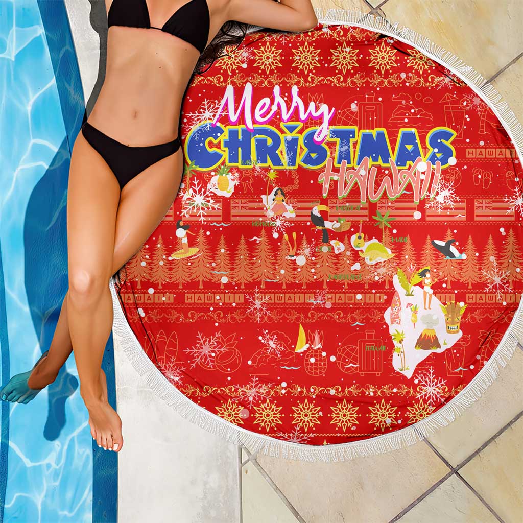 Merry Christmas Hawaii Beach Blanket Xmas Travel Map - Polynesian Pride