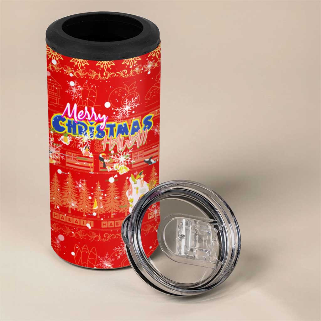 Merry Christmas Hawaii 4 in 1 Can Cooler Tumbler Xmas Travel Map - Polynesian Pride