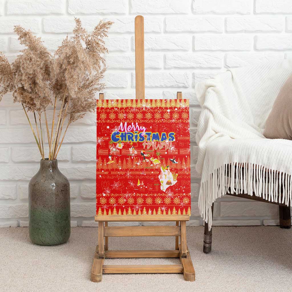 Merry Christmas Hawaii Canvas Wall Art Xmas Travel Map - Polynesian Pride