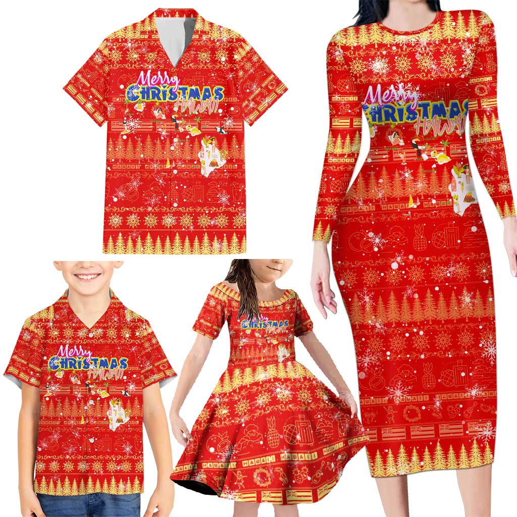 Merry Christmas Hawaii Family Matching Long Sleeve Bodycon Dress and Hawaiian Shirt Xmas Travel Map DT02 - Polynesian Pride