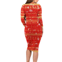 Merry Christmas Hawaii Family Matching Long Sleeve Bodycon Dress and Hawaiian Shirt Xmas Travel Map DT02 - Polynesian Pride