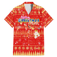 Merry Christmas Hawaii Family Matching Mermaid Dress and Hawaiian Shirt Xmas Travel Map DT02 Dad's Shirt - Short Sleeve Red - Polynesian Pride