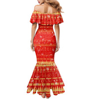 Merry Christmas Hawaii Family Matching Mermaid Dress and Hawaiian Shirt Xmas Travel Map DT02 - Polynesian Pride