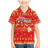 Merry Christmas Hawaii Family Matching Mermaid Dress and Hawaiian Shirt Xmas Travel Map DT02 Son's Shirt Red - Polynesian Pride