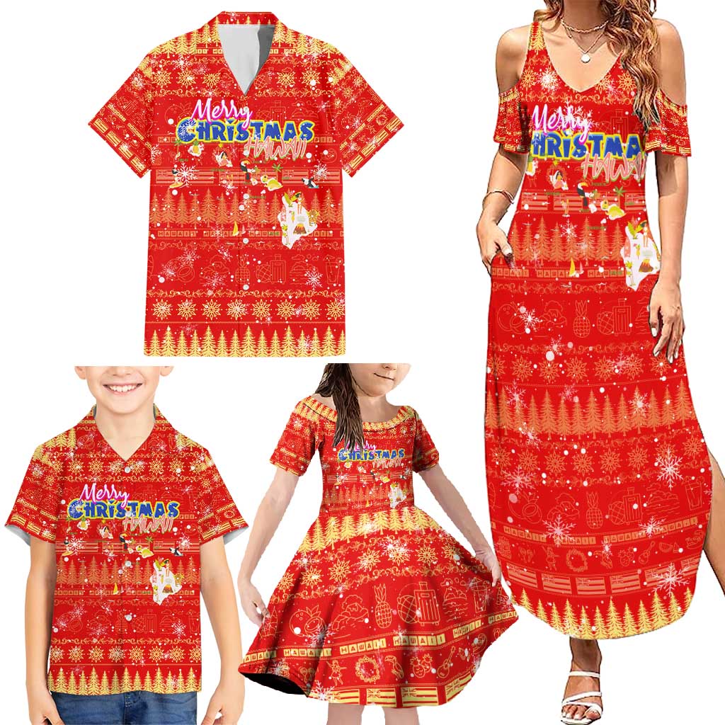Merry Christmas Hawaii Family Matching Summer Maxi Dress and Hawaiian Shirt Xmas Travel Map DT02 - Polynesian Pride