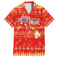 Merry Christmas Hawaii Family Matching Summer Maxi Dress and Hawaiian Shirt Xmas Travel Map DT02 Dad's Shirt - Short Sleeve Red - Polynesian Pride
