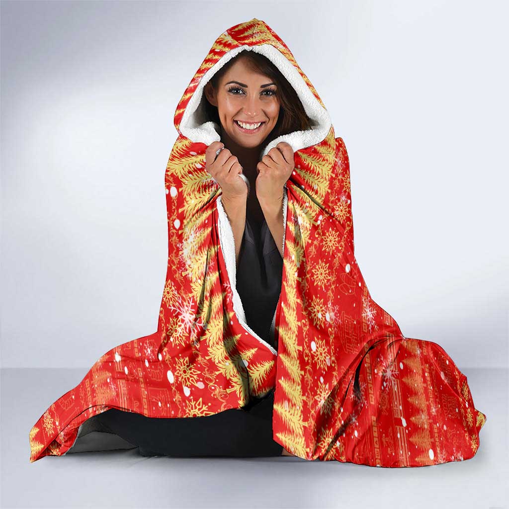 Merry Christmas Hawaii Hooded Blanket Xmas Travel Map - Polynesian Pride
