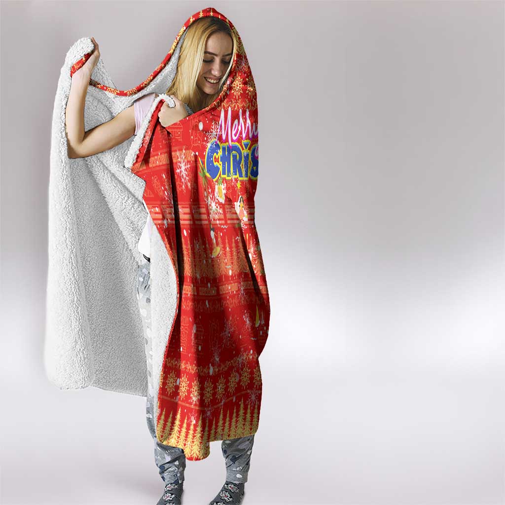 Merry Christmas Hawaii Hooded Blanket Xmas Travel Map - Polynesian Pride