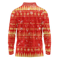 Merry Christmas Hawaii Long Sleeve Polo Shirt Xmas Travel Map - Polynesian Pride