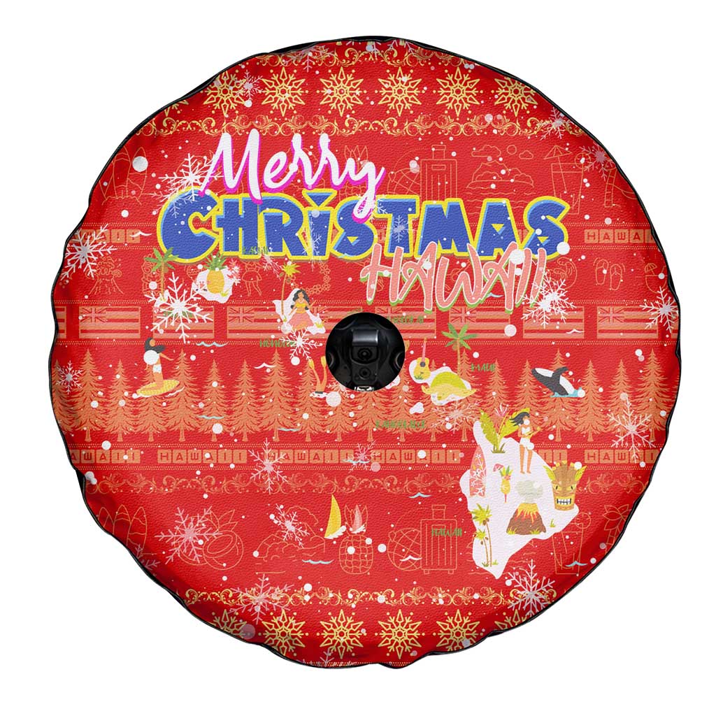 Merry Christmas Hawaii Spare Tire Cover Xmas Travel Map - Polynesian Pride