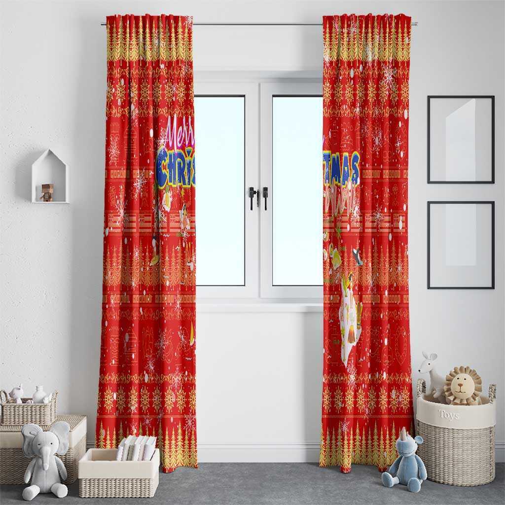 Merry Christmas Hawaii Window Curtain Xmas Travel Map - Polynesian Pride