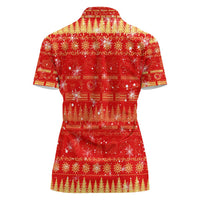 Merry Christmas Hawaii Women Polo Shirt Xmas Travel Map - Polynesian Pride