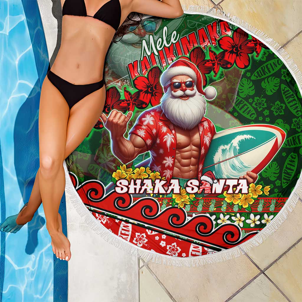Mele Kalikimaka Shaka Santa Beach Blanket Hawaiian Surf Christmas Design with Aloha Spirit - Polynesian Pride