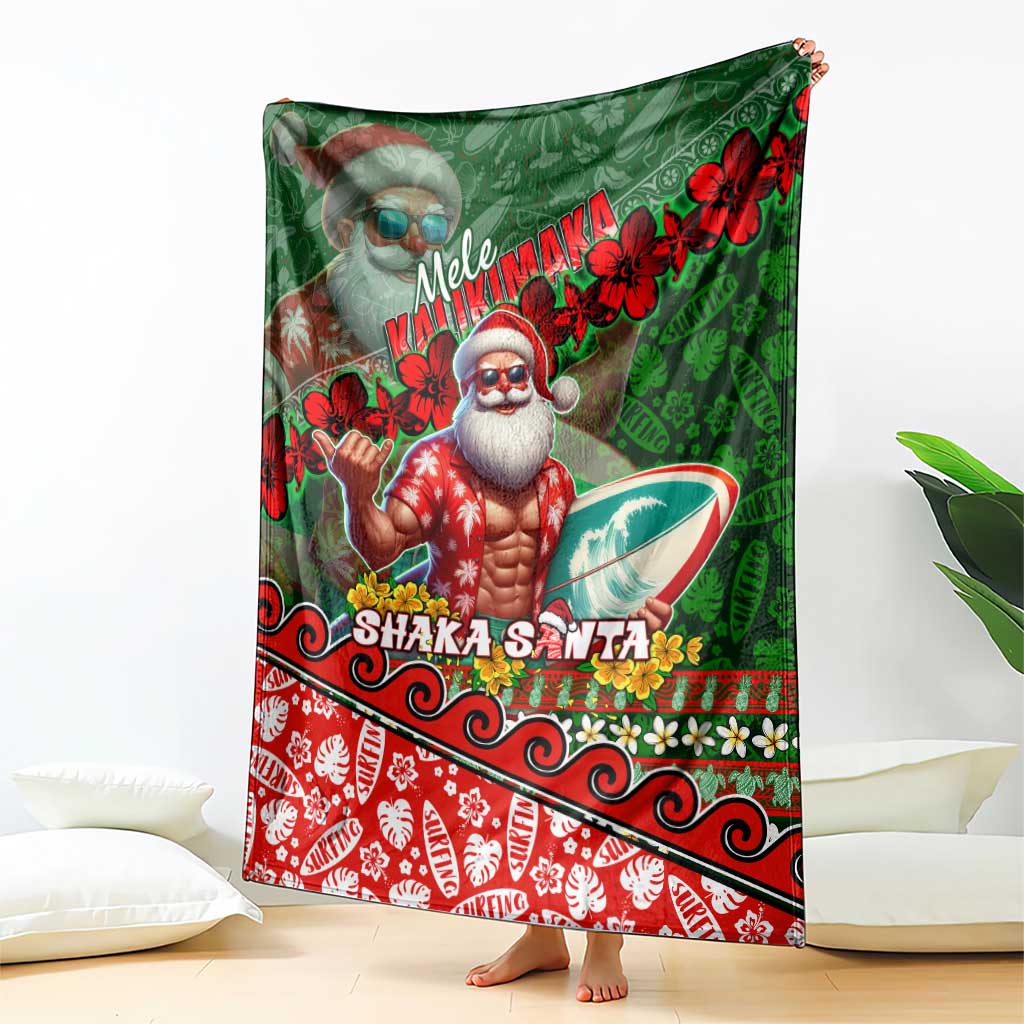 Mele Kalikimaka Shaka Santa Blanket Hawaiian Surf Christmas Design with Aloha Spirit - Polynesian Pride