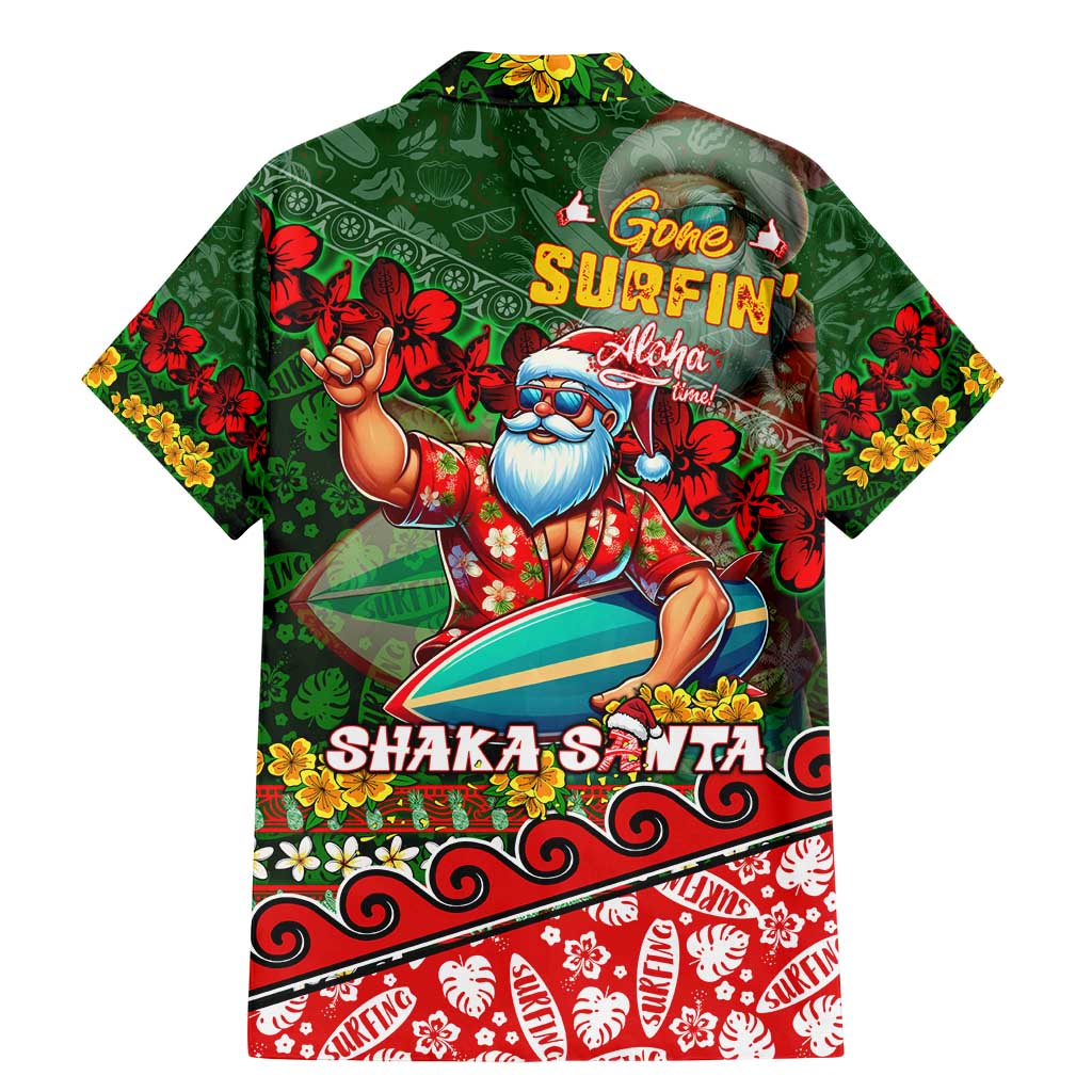 Mele Kalikimaka Shaka Santa Family Matching Mermaid Dress and Hawaiian Shirt Hawaiian Surf Christmas Design with Aloha Spirit DT02 - Polynesian Pride
