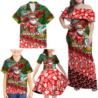 Mele Kalikimaka Shaka Santa Family Matching Off Shoulder Maxi Dress and Hawaiian Shirt Hawaiian Surf Christmas Design with Aloha Spirit - Polynesian Pride