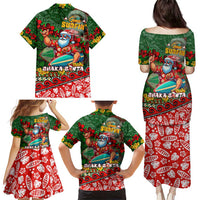 Mele Kalikimaka Shaka Santa Family Matching Puletasi and Hawaiian Shirt Hawaiian Surf Christmas Design with Aloha Spirit - Polynesian Pride