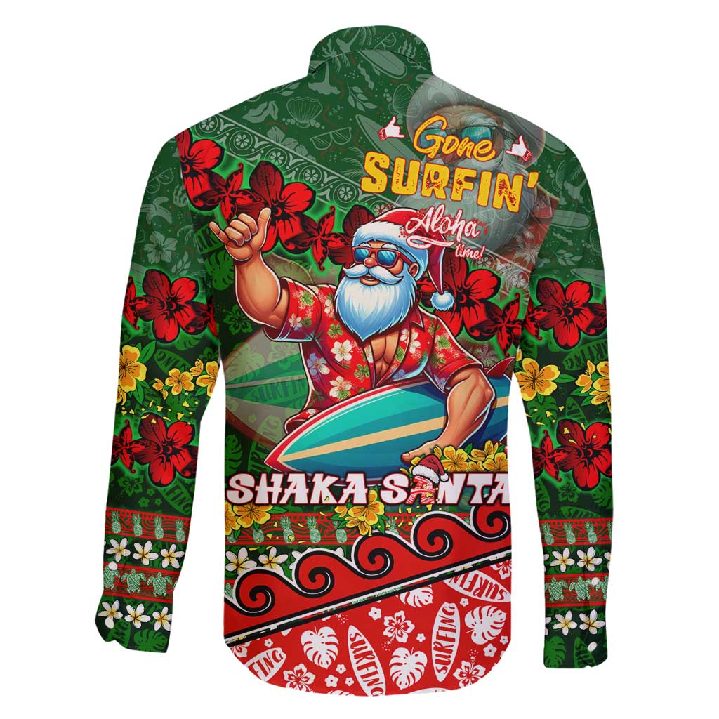 Mele Kalikimaka Shaka Santa Family Matching Summer Maxi Dress and Hawaiian Shirt Hawaiian Surf Christmas Design with Aloha Spirit - Polynesian Pride