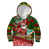 Mele Kalikimaka Shaka Santa Kid Hoodie Hawaiian Surf Christmas Design with Aloha Spirit - Polynesian Pride