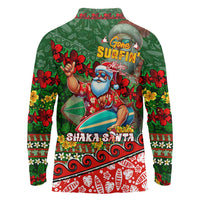 Mele Kalikimaka Shaka Santa Long Sleeve Polo Shirt Hawaiian Surf Christmas Design with Aloha Spirit DT02 - Polynesian Pride
