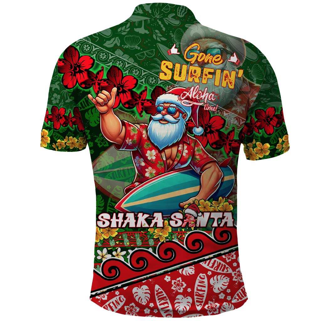 Mele Kalikimaka Shaka Santa Polo Shirt Hawaiian Surf Christmas Design with Aloha Spirit - Polynesian Pride