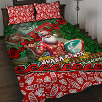 Mele Kalikimaka Shaka Santa Quilt Bed Set Hawaiian Surf Christmas Design with Aloha Spirit - Polynesian Pride