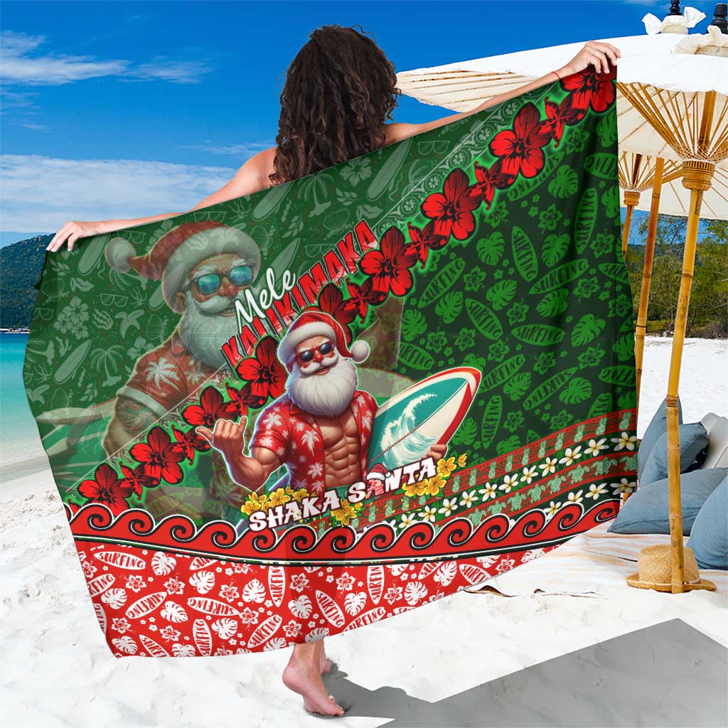 Mele Kalikimaka Shaka Santa Sarong Hawaiian Surf Christmas Design with Aloha Spirit - Polynesian Pride