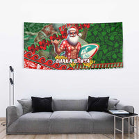 Mele Kalikimaka Shaka Santa Tapestry Hawaiian Surf Christmas Design with Aloha Spirit - Polynesian Pride
