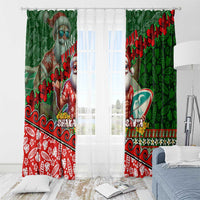 Mele Kalikimaka Shaka Santa Window Curtain Hawaiian Surf Christmas Design with Aloha Spirit - Polynesian Pride