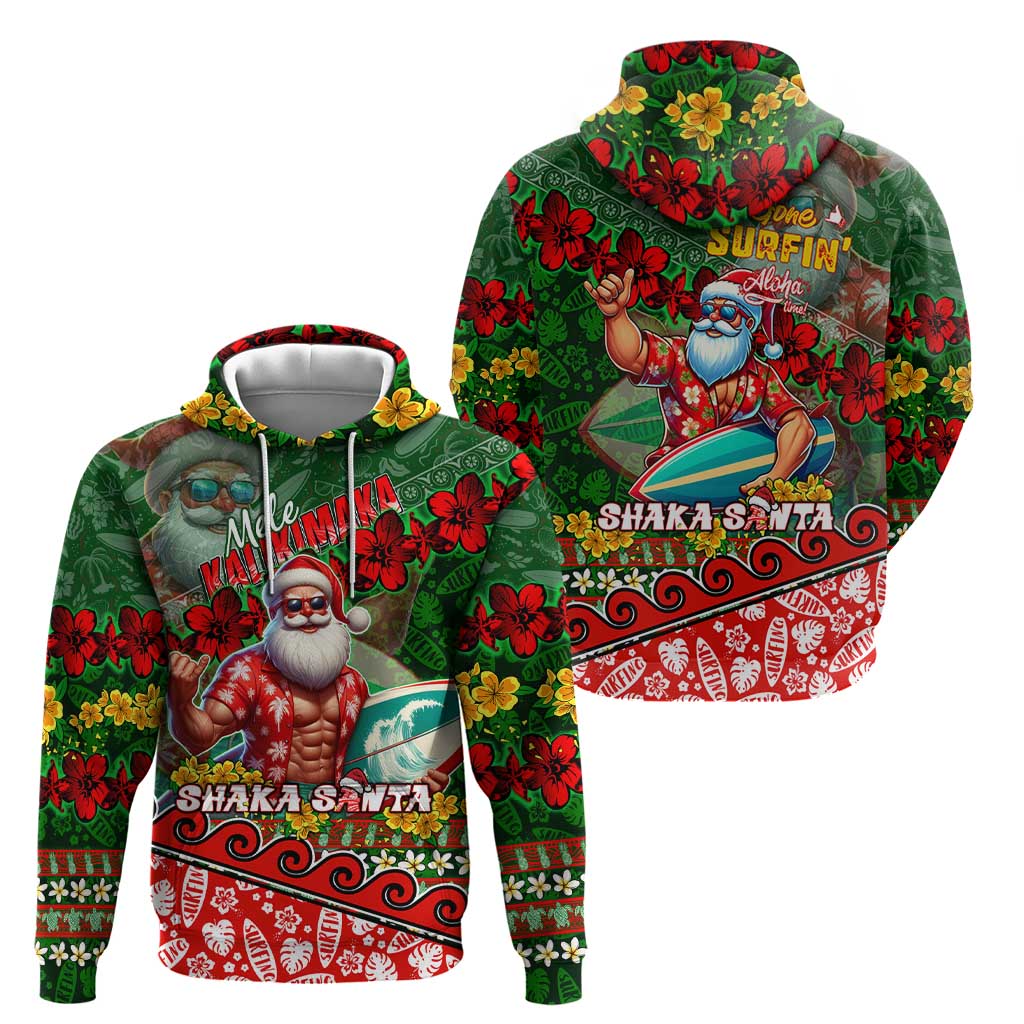 Mele Kalikimaka Shaka Santa Zip Hoodie Hawaiian Surf Christmas Design with Aloha Spirit DT02 - Polynesian Pride