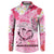 Butterfly Polynesia Breast Cancer Button Sweatshirt Nobody Fights Alone Pink Out Tropical Hibiscus