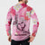 Butterfly Polynesia Breast Cancer Button Sweatshirt Nobody Fights Alone Pink Out Tropical Hibiscus