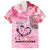 Butterfly Polynesia Breast Cancer Family Matching Long Sleeve Bodycon Dress and Hawaiian Shirt Nobody Fights Alone Pink Out Tropical Hibiscus